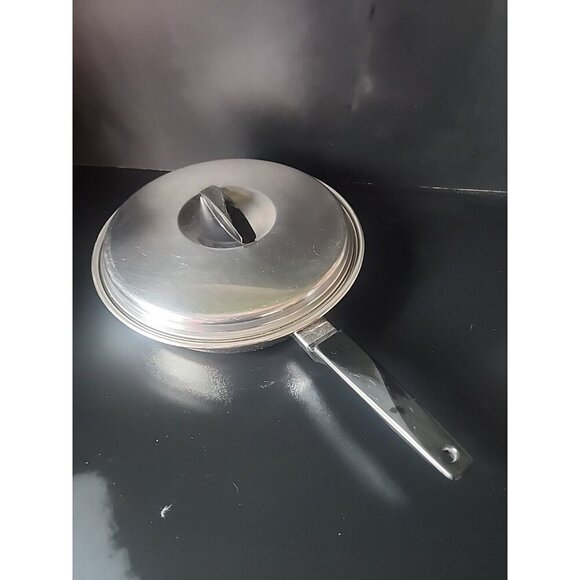 Vtg Flint Ware 10" Skillet Frying Pan w/Lid Stainless Steel USA - Picture 1 of 6